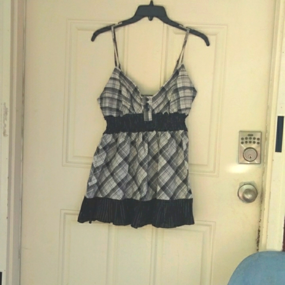 Black and white top.